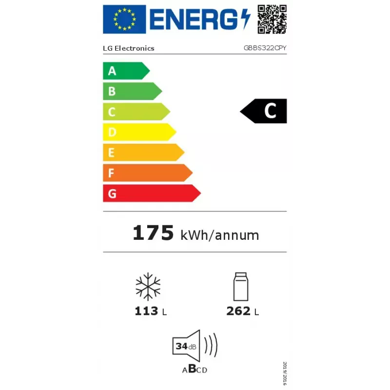 Laisvai pastatomas šaldytuvas LG GBBS322CPY 375 L, sidabrinis, šaldytuvas 262 L / šaldiklis 113 L, No Frost, LED ekranas