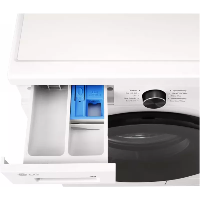 LG F4X1009NWB priekinio pakrovimo skalbimo mašina — 9 kg, 1310 aps./min., A klasė, balta