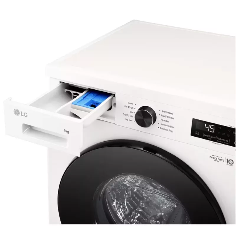LG F4X1009NWB priekinio pakrovimo skalbimo mašina — 9 kg, 1310 aps./min., A klasė, balta
