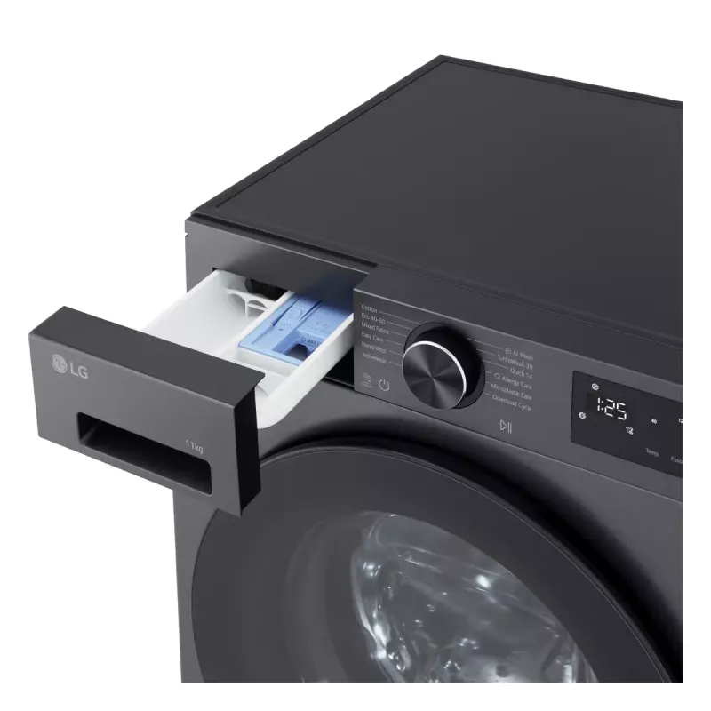 LG F4X5011TBB, 11 kg, 1400 aps/min, juoda, priekinio pakrovimo skalbimo mašina