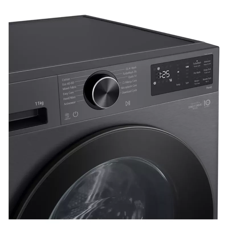 LG F4X5011TBB, 11 kg, 1400 aps/min, juoda, priekinio pakrovimo skalbimo mašina