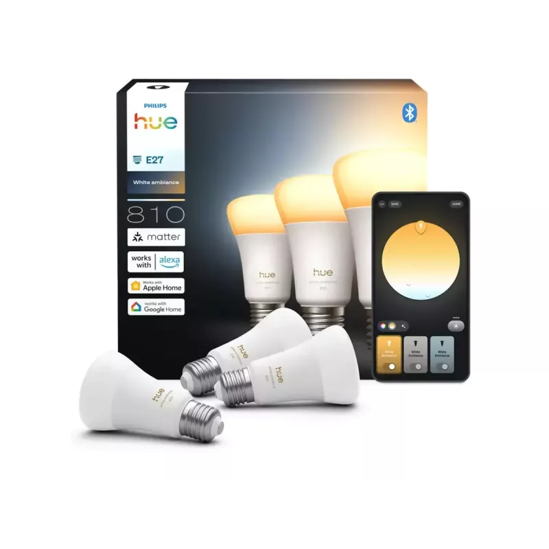 Philips Hue White Ambience A60 3P EU E27 6 W šviesos diodų lemputė su Bluetooth ir Zigbee