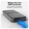 SSD korpusas Hyper HD2500GL, skirtas M.2 PCIe SSD (USB4 Gen4, USB‑C), juodas