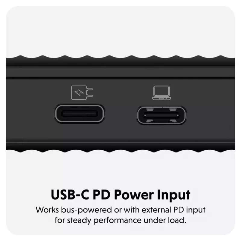 SSD korpusas Hyper HD2500GL, skirtas M.2 PCIe SSD (USB4 Gen4, USB‑C), juodas