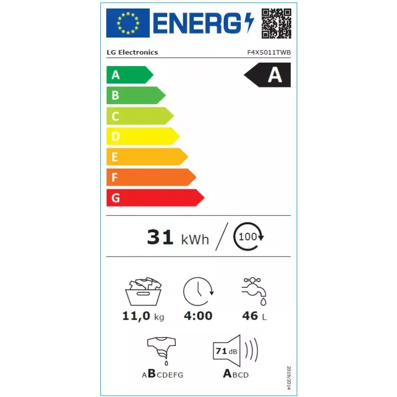 Skalbimo mašina LG F4X5011TWB – priekinio pakrovimo modelis