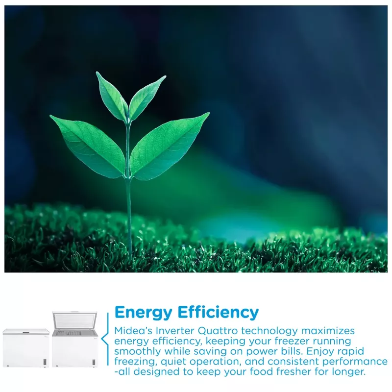 Šaldymo skrynia Midea MDRC411FZE01 – 293 L, E energijos klasė, 14 kg/24h užšaldymas, balta