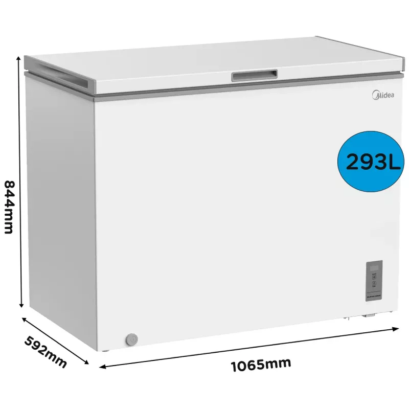 Šaldymo skrynia Midea MDRC411FZE01 – 293 L, E energijos klasė, 14 kg/24h užšaldymas, balta