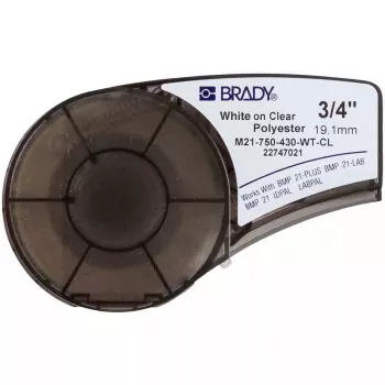 Lipni etiketė spausdintuvui Brady M21-750-430-WT-CL, skaidrus poliesteris, 1,91 cm × 6,4 m