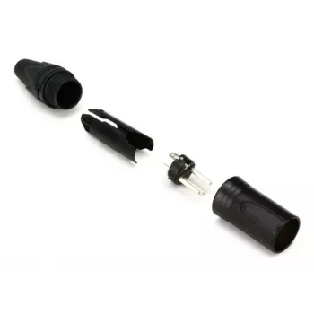 3-polių vyriškas XLR kabelio jungtis EQUIP 147930, juoda, 3 kontaktai, 19×19 mm, 28,8 g