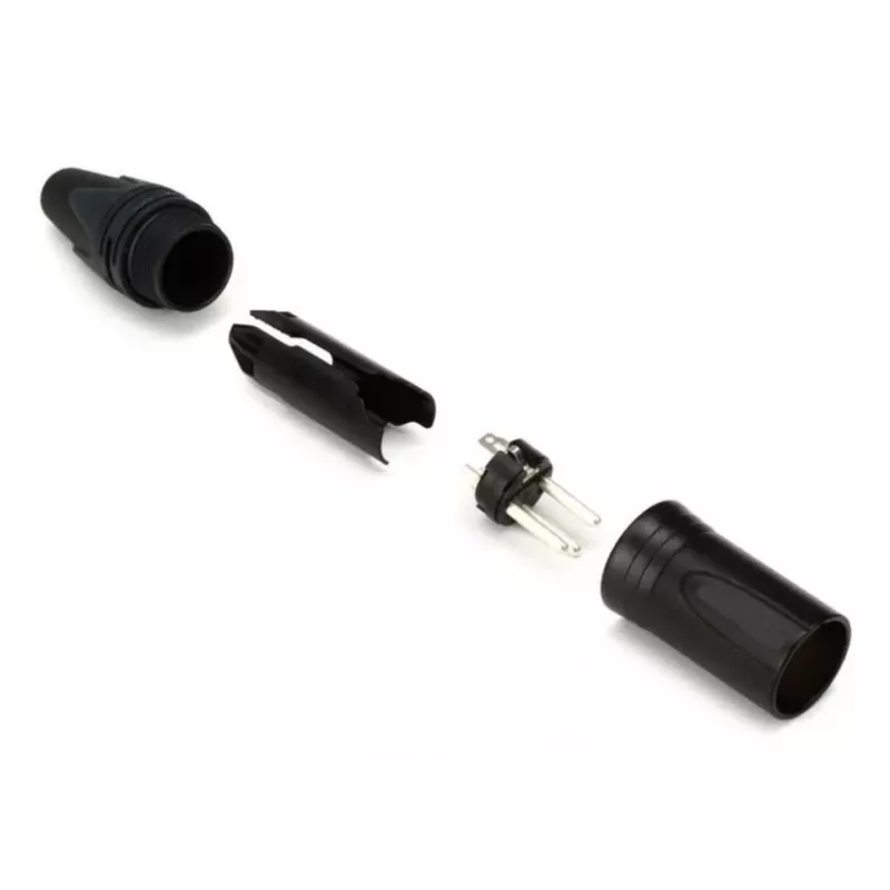 3-polių vyriškas XLR kabelio jungtis EQUIP 147930, juoda, 3 kontaktai, 19×19 mm, 28,8 g