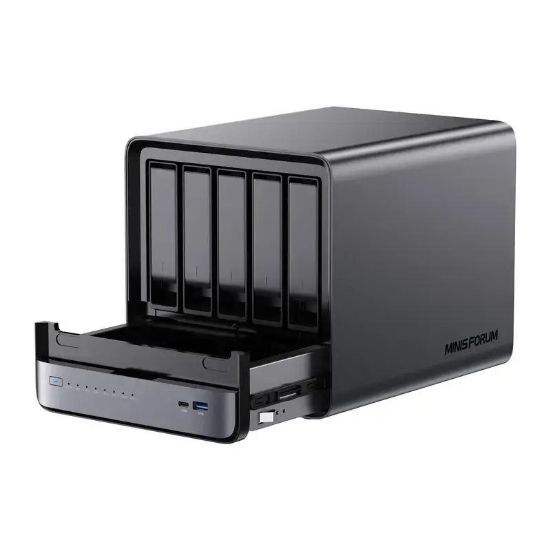 Mini-PC Minis Forum NAS N5 Pro AMD Ryzen AI 9 HX Pro 370, 32 GB RAM, 128 GB atminties
