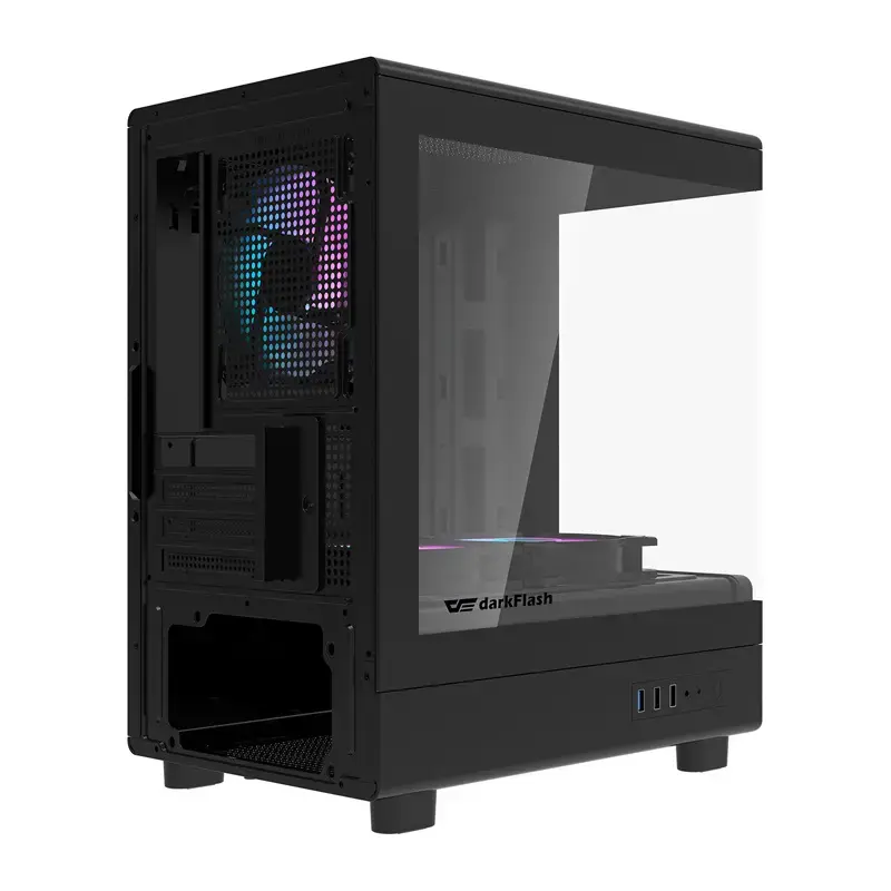 Kompiuterio korpusas DarkFlash DB330M Black v2 su trimis iš anksto sumontuotais ventiliatoriais