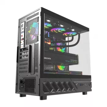 Kompiuterio korpusas DarkFlash DS950V su priekiniu ekranu (juodas) ir 6 iš anksto sumontuotais ventiliatoriais