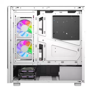Kompiuterio korpusas DarkFlash DS950V su įmontuotu ekranu, baltas, komplekte 6 ventiliatoriai
