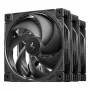 Kompiuterio korpuso ventiliatorius DeepCool FD12 V2 120 mm juodas, 500–2500 RPM, hidraulinis guolis, 4 vnt.