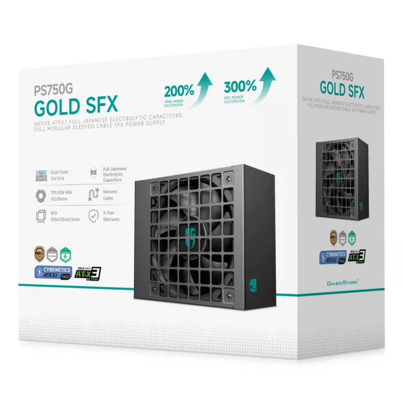 DeepCool Gamer Storm PS750G 750 W SFX ATX 3.1 maitinimo šaltinis, 80 PLUS Gold, juodas