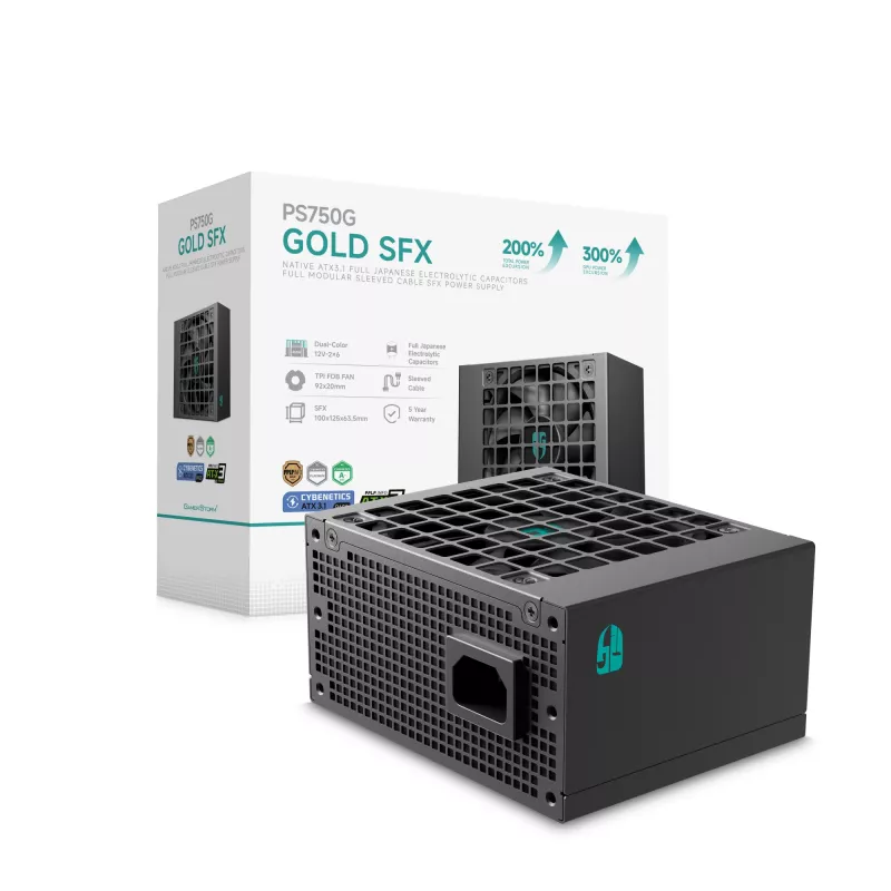 DeepCool Gamer Storm PS750G 750 W SFX ATX 3.1 maitinimo šaltinis, 80 PLUS Gold, juodas