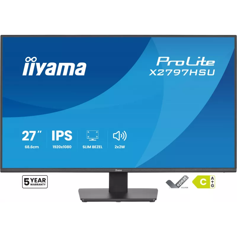 Monitorius IIYAMA ProLite X2797HSU-B1 27 colių (68,6 cm) Full HD 1920×1080 LED matinis 4 ms USB 3.2 Gen 1 garsiakalbiai VESA juodas
