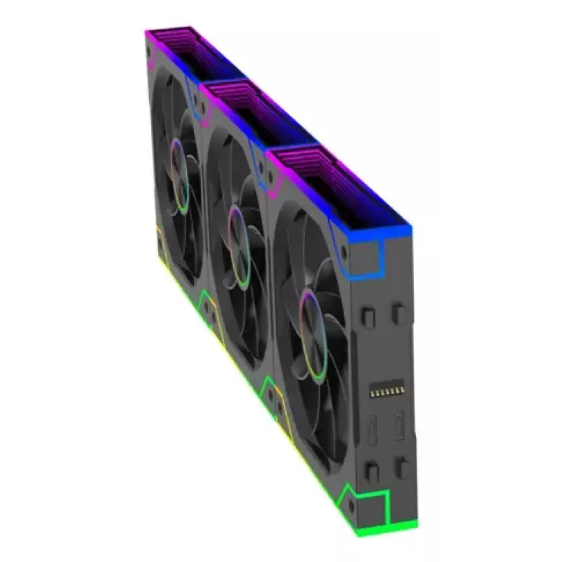 XILENCE XPF360R.ARGB 120 mm ventiliatorių rinkinys 3 vnt., hidraulinis guolis, 1,9 mmH2O, 7–13,2 V, juodi