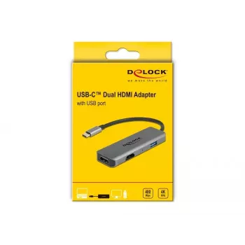 DeLOCK USB Type-C Dual HDMI adapter 4K 60Hz USB prievadas