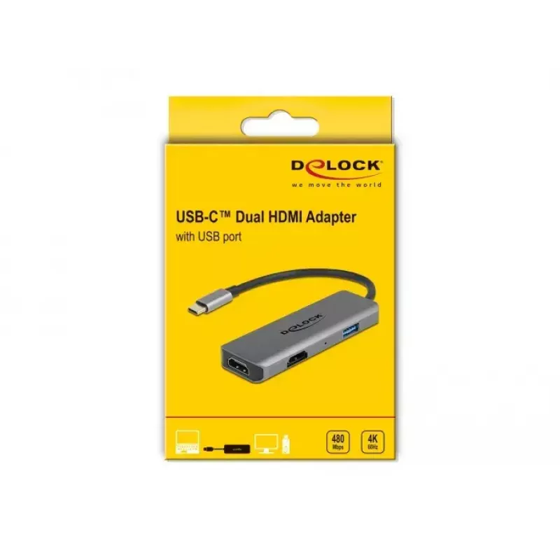 DeLOCK USB Type-C Dual HDMI adapter 4K 60Hz USB prievadas