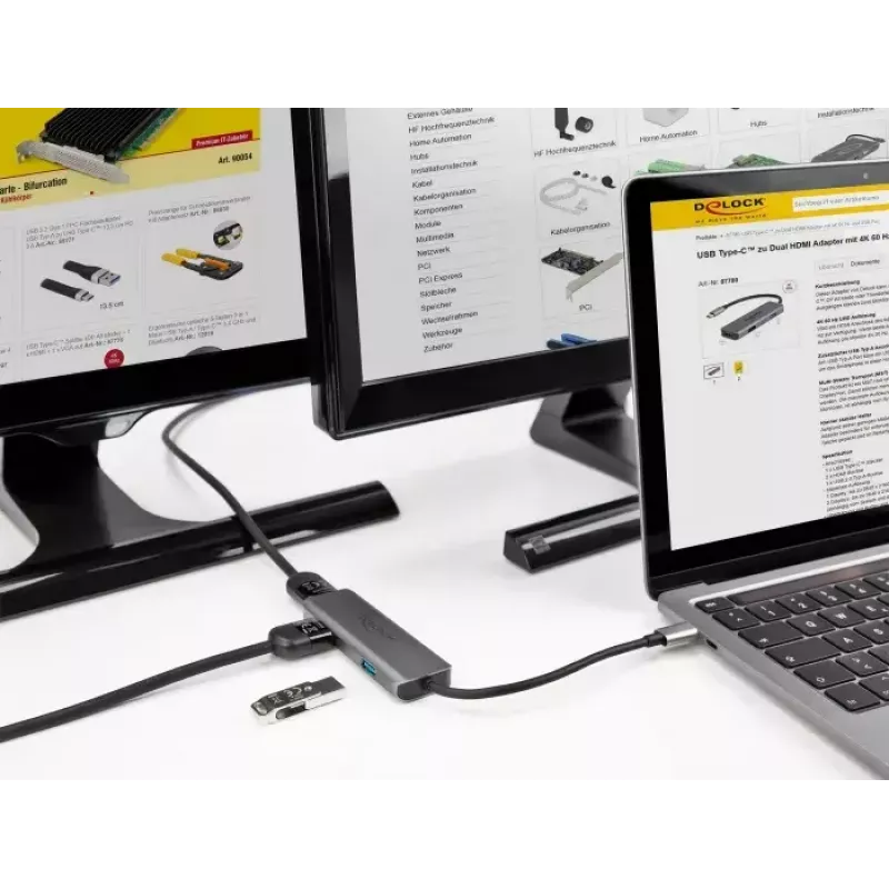 DeLOCK USB Type-C Dual HDMI adapter 4K 60Hz USB prievadas