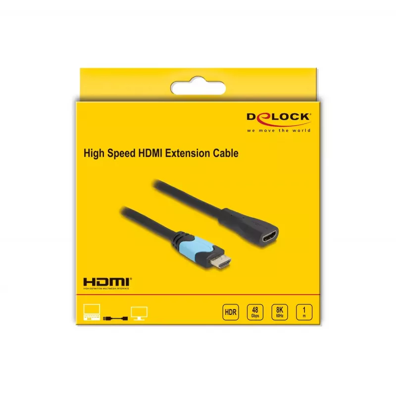 DeLOCK High Speed HDMI ilginimo laidas 48 Gbps 8K 60 Hz 1 m