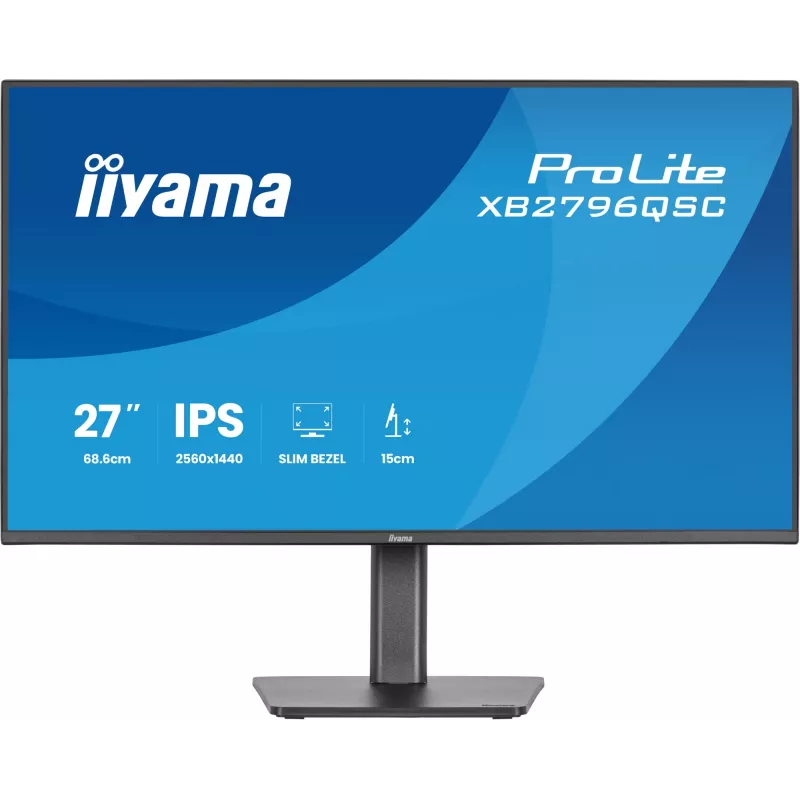 IIYAMA ProLite XB2796QSC-B1 27 colių IPS QHD 2560x1440 LED monitorius, 4 ms, USB-C, garsiakalbiai, aukštis reguliuojamas, VESA