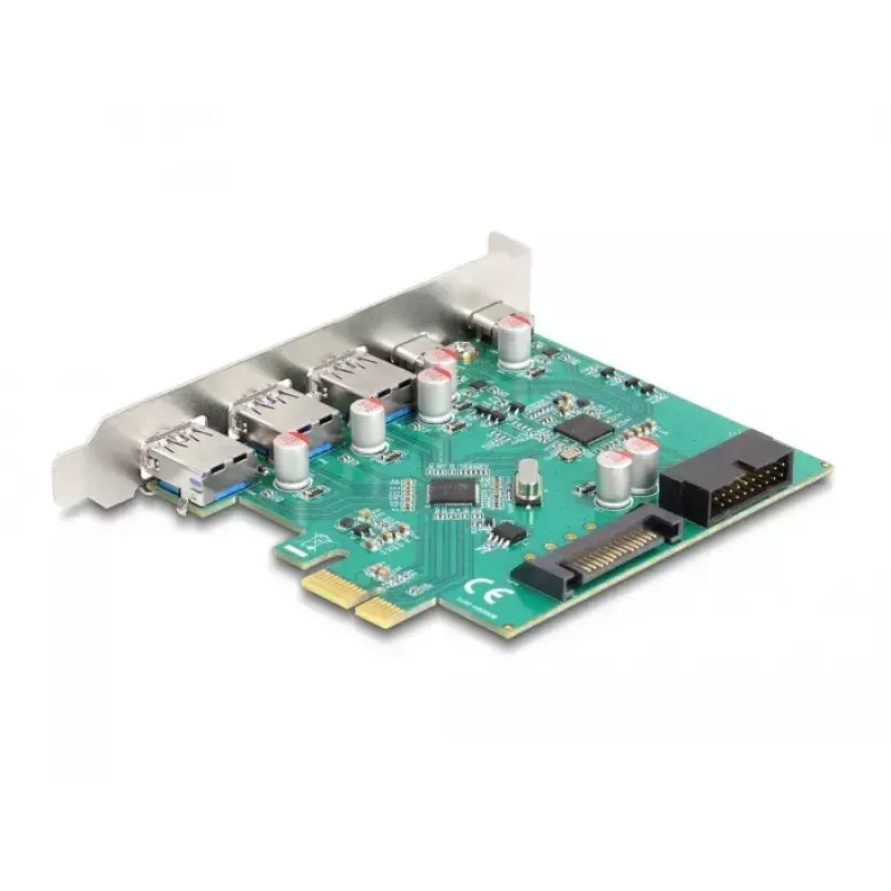 DeLOCK PCI Express x1 USB 3.2 Gen 1 plokštė su 3x USB-A, 2x USB-C ir 1x vidiniu 19 kontaktų lizdu