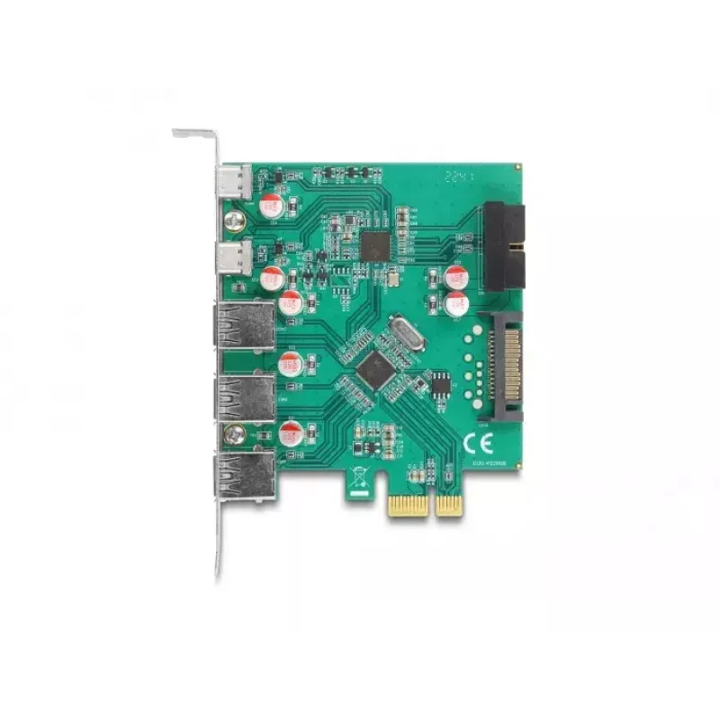 DeLOCK PCI Express x1 USB 3.2 Gen 1 plokštė su 3x USB-A, 2x USB-C ir 1x vidiniu 19 kontaktų lizdu