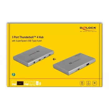 DeLOCK Thunderbolt 4 Hub 3 USB Type-A prievadai 10 Gbps 8K