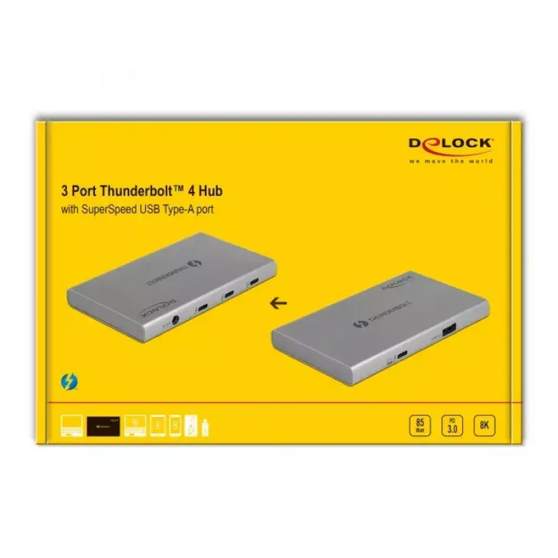 DeLOCK Thunderbolt 4 Hub 3 USB Type-A prievadai 10 Gbps 8K