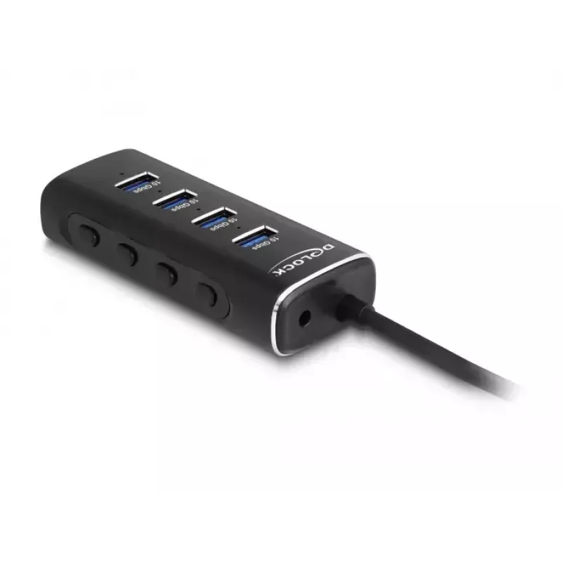 DeLOCK 4 prievadų USB centras 10 Gbps Type-C 60 cm kabelis su jungikliais