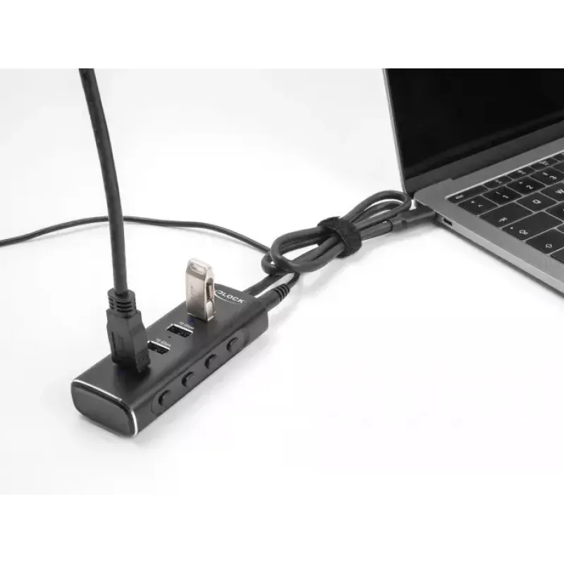 DeLOCK 4 prievadų USB centras 10 Gbps Type-C 60 cm kabelis su jungikliais