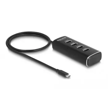 DeLOCK 4 prievadų USB centras 10 Gbps Type-C 60 cm kabelis su jungikliais
