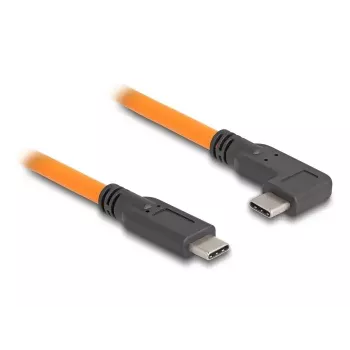 DeLOCK USB kabelis USB Type-C kištukas į USB Type-C kištuką 90° kampu 1 m oranžinis