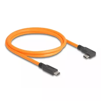 DeLOCK USB kabelis USB Type-C kištukas į USB Type-C kištuką 90° kampu 1 m oranžinis