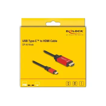 DeLOCK USB Type-C į HDMI laidas DP Alt režimas 8K 60Hz HDR 2m raudonas