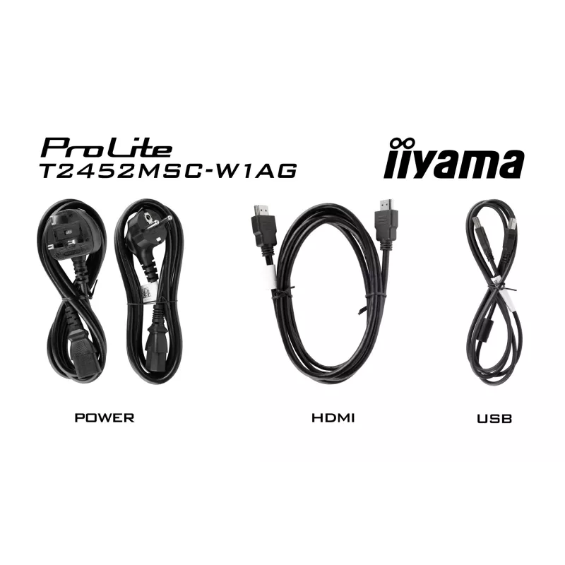 IIYAMA ProLite T2452MSC-W1AG monitor 60.5 cm (23.8 col.) Full HD LED jutiklinis baltas