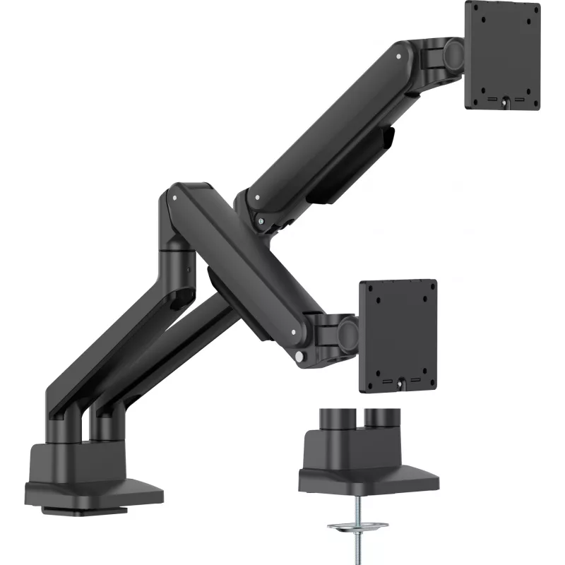 Dvigubas monitoriaus laikiklis ant stalo IIYAMA DS4002C-B1, 61–81,3 cm (24–32 col.), VESA 75×75–100×100, spaustuvas/įvorė, juodas