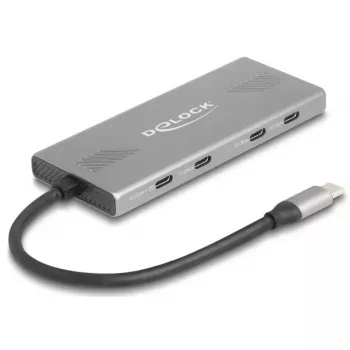 DELOCK USB 3.2 Gen 2 Type-C šakotuvas 7 prievadų (4×Type-C, 3×Type-A) 10 Gbit/s pilkas