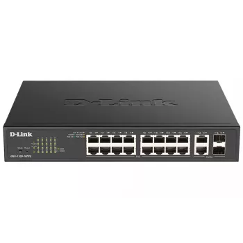 D-Link DGS-1100-18PV2 valdomas tinklo jungiklis L2 Gigabit Ethernet (10/100/1000) su PoE, 1U, juodas