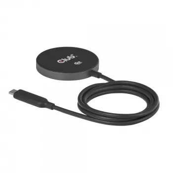 Belaidis įkroviklis CLUB3D CAC-3027 Qi2 25W magnetinis pagalvėlis, suderinamas su MagSafe, DC įkroviklis patalpoms, 1 m laidas, juodas