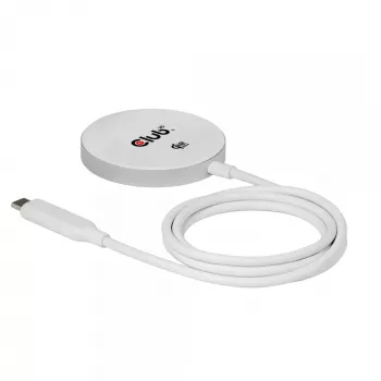 Belaidis įkroviklis club 3d CAC-3026 25W Qi2 magnetinis stovas, Qi 2.2 MagSafe suderinamas, 1 m kabelis, baltas