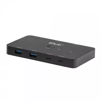 KVM jungiklis Club 3D Dual USB-C į HDMI, 2 prievadai, 4K UHD 3840x2160, USB-C konsolė, 65W PD, juodas