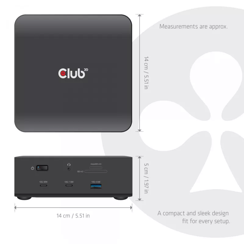 CLUB3D CSV-2562 Thunderbolt 5 dokavimo stotis, M.2 SSD, 2×HDMI 8K60Hz, 180W, 120 Gbit/s