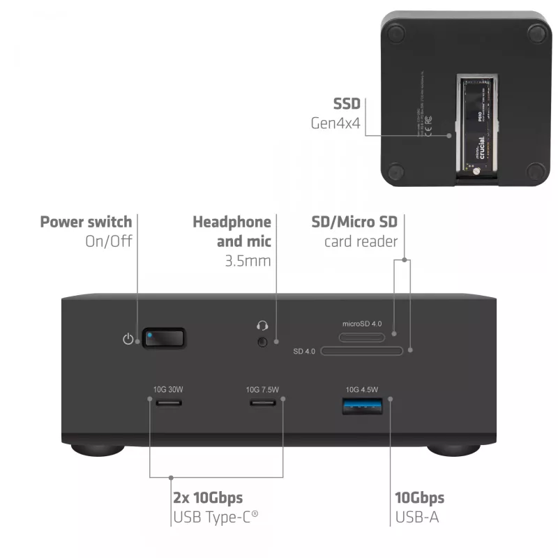 CLUB3D CSV-2562 Thunderbolt 5 dokavimo stotis, M.2 SSD, 2×HDMI 8K60Hz, 180W, 120 Gbit/s