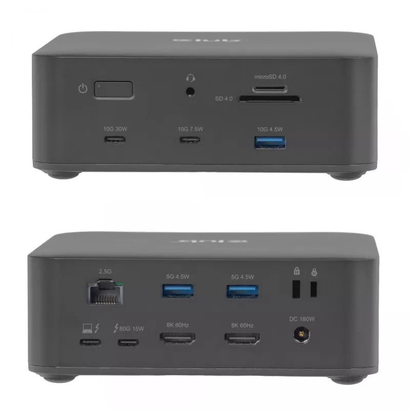 CLUB3D CSV-2562 Thunderbolt 5 dokavimo stotis, M.2 SSD, 2×HDMI 8K60Hz, 180W, 120 Gbit/s