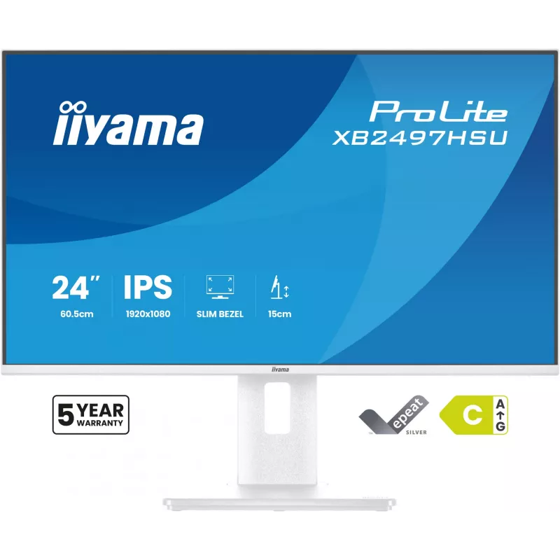 Monitorius iiyama ProLite XB2497HSU-W1 60,5 cm (23,8 colio) 1920 x 1080 pikselių Full HD LED Baltas