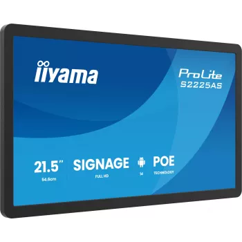 IIYAMA ProLite S2225AS-B1P skaitmeninės reklamos ekranas 54,6 cm (21,5 colių) LCD Wi-Fi 500 cd/m² Full HD juodas su įtaisytuoju Android procesoriumi 24/7